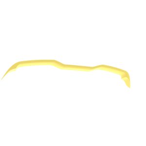 Decorative abstract yellow curved ribbon-like shape near the bottom on a white background