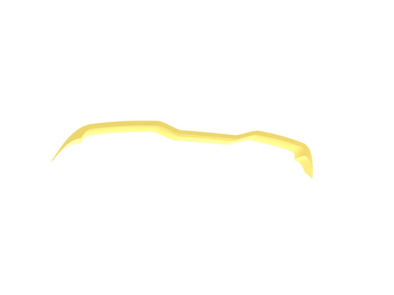 Decorative abstract yellow curved ribbon-like shape near the bottom on a white background