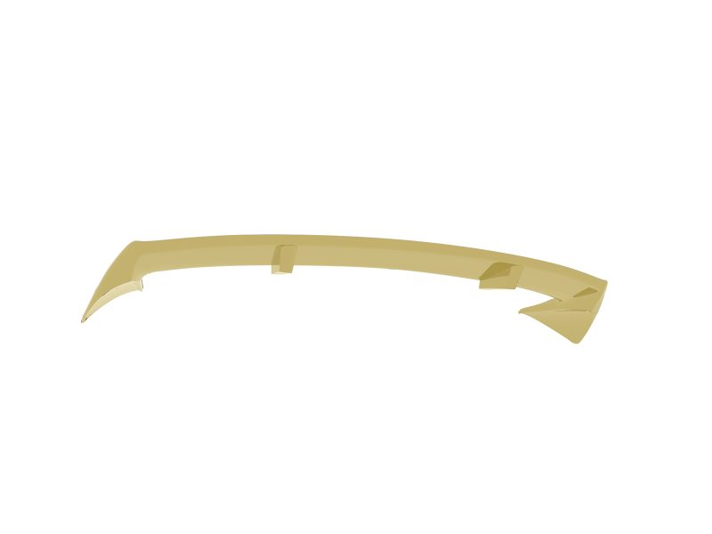 A-565_8jpg - OPSHOLDERS Gold colored car spoiler with aerodynamic curve and fins, shown from side (3D render).