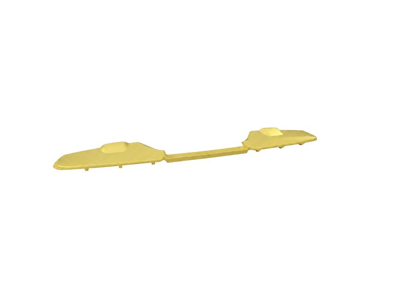 Two yellow plastic wing-shaped panels connected by a narrow central bar, forming a long, symmetrical, elongated component.