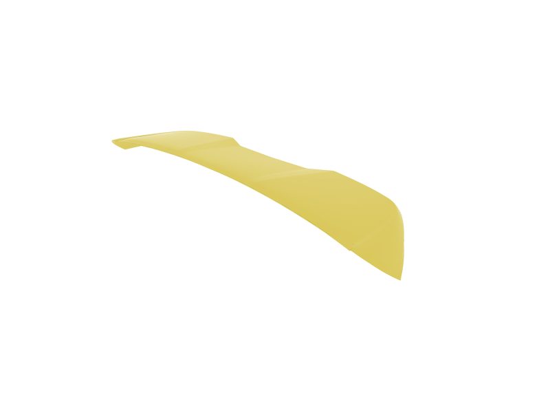 3D-rendered yellow car spoiler, diagonally oriented on a white background with smooth curves