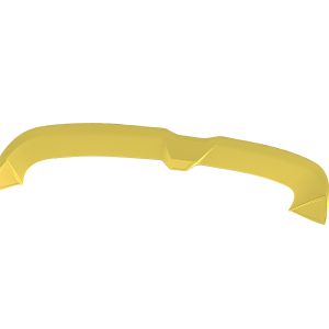 Yellow curved plastic component with triangular ends, resembling a protective arch or guard on a white background.