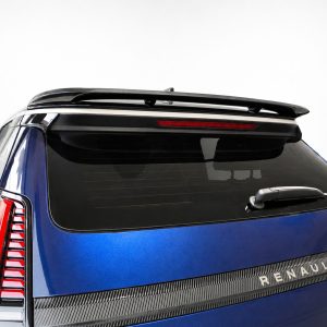 Blue Renault SUV rear view with roof spoiler and vertical taillights