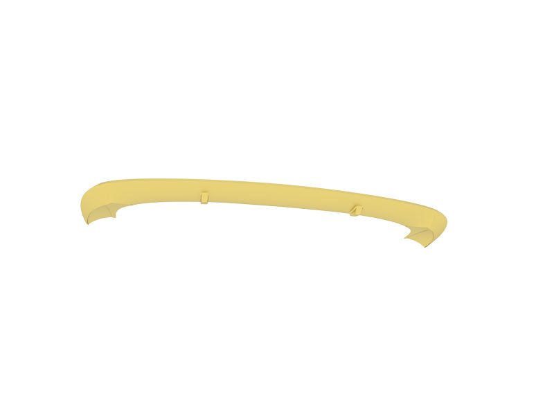 Yellow curved car spoiler with mounting brackets, isolated against a white background.