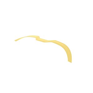 Yellow curved abstract ribbon on a white background, with a jagged midsection forming a gentle bend