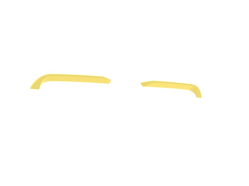 Two yellow curved bars resembling stylized eyebrows on a white background