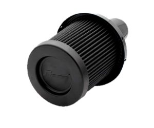 Cotton-300x250-1jpg - OPSHOLDERS Black cylindrical pleated air filter with round end caps and mounting flange.