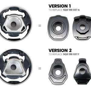 Dogbone-Key-1jpg - OPSHOLDERS Comparison diagram: a round pedal hub on the left equals two Version 1 replacement caps on the right; a similar row below shows Version 2 replacement parts.