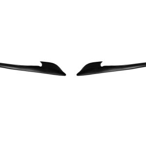 Two symmetrical black curved blades on a white background, facing each other in the center.