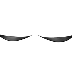 Pair of stylized closed eyes, the left and right crescents facing upward on a white background, suggesting sleep or calm.
