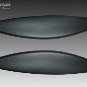 Two dark gray teardrop-shaped car spoilers, placed one above the other on a gradient background.
