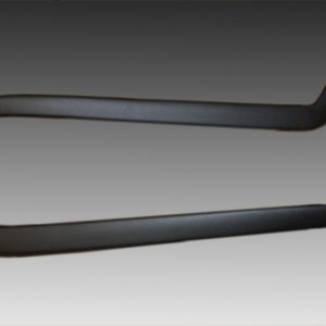 Two curved black car door handles laid on a gray gradient background.