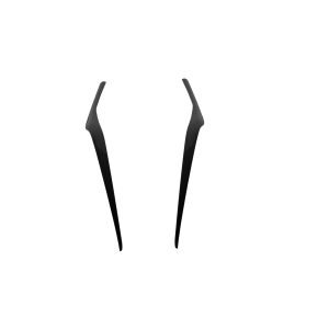 Two symmetrical black curved blades facing inward on a white background.