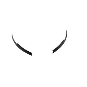 Two small, curved black shapes on opposite sides of a white background, resembling stylized closed eyes or eyebrows.