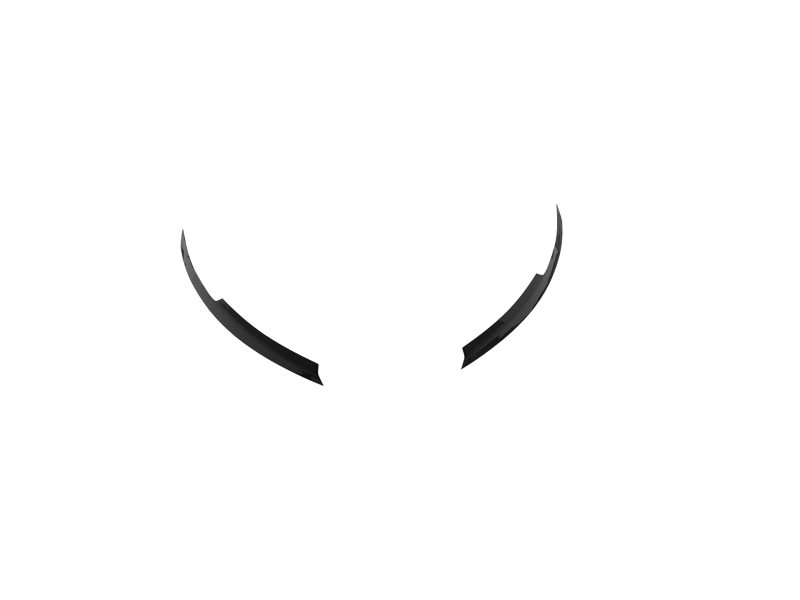 Two small, curved black shapes on opposite sides of a white background, resembling stylized closed eyes or eyebrows.
