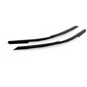Two black windshield wipers lying side by side on a white background.