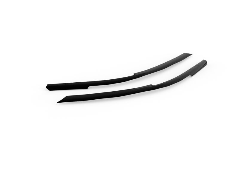 Two black windshield wipers lying side by side on a white background.