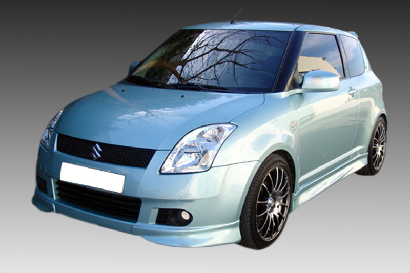 K115-001_1jpg - OPSHOLDERS Blue compact hatchback with aftermarket body kit and black alloy wheels, viewed from the front-right side.