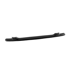 Dark car roof rack crossbar with end mounts for attaching to a vehicle roof (rooftop cargo bar).