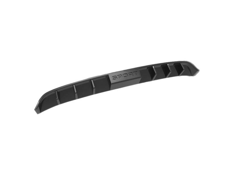 Black curved car aero fin/spoiler piece with ribbed underside and a central 'SPORT' label.