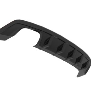 Black curved automotive part with evenly spaced vented fins along the underside edge, likely an aerodynamic accessory
