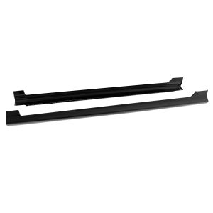 K151-004_6jpg - OPSHOLDERS Two black automotive side skirt panels laid diagonally, likely rocker trim pieces for a car