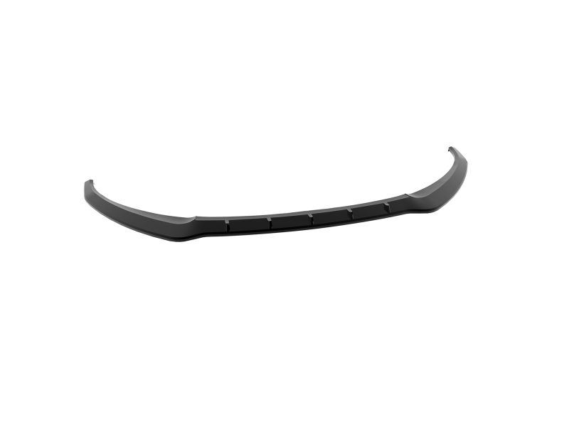 Black curved front bumper lip spoiler for a car with integrated side sections or fins.