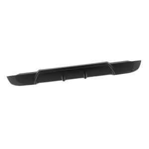 Black automotive rear diffuser with vertical fins, an aftermarket car body part seen from the side.