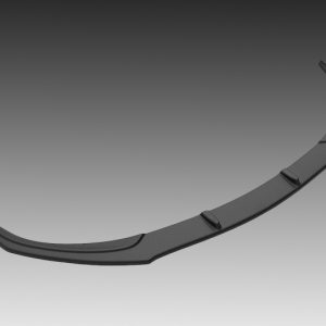 Curved black automotive aero spoiler blade with three mounting ridges, shown on a gray gradient background