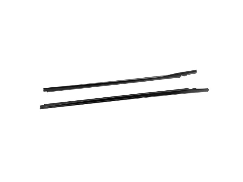 Two black windshield wiper blades lying parallel on a white background.