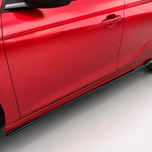K163-003_3jpg - OPSHOLDERS Red car side with two doors, black rocker trim, and a visible silver wheel along the bottom edge of the image.
