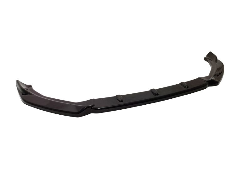 Black curved automotive spoiler/diffuser with mounting tabs, isolated on a white background