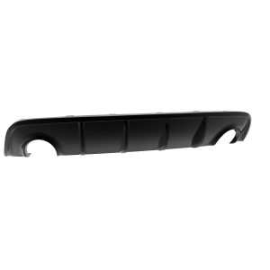 Long black car bumper diffuser/trim panel with vertical fins and curved ends.