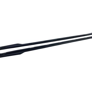 Pair of black windshield wiper blades laid parallel on a white background for a car maintenance product