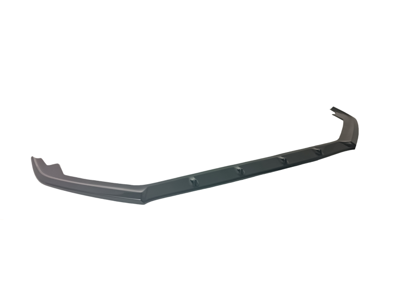 Dark gray roof crossbar for a vehicle, with end caps and mounting points (top view).