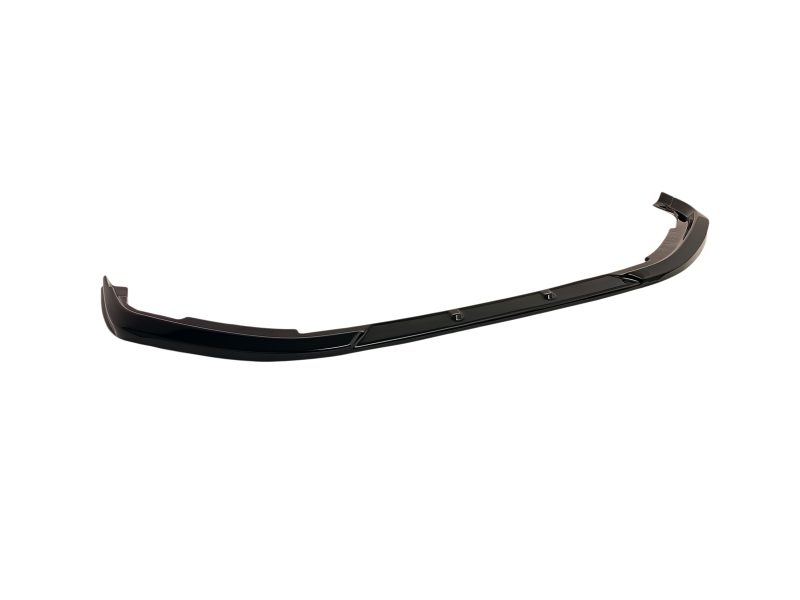 Glossy black automotive rear spoiler lip with curved aerodynamic shape, shown against a white background.
