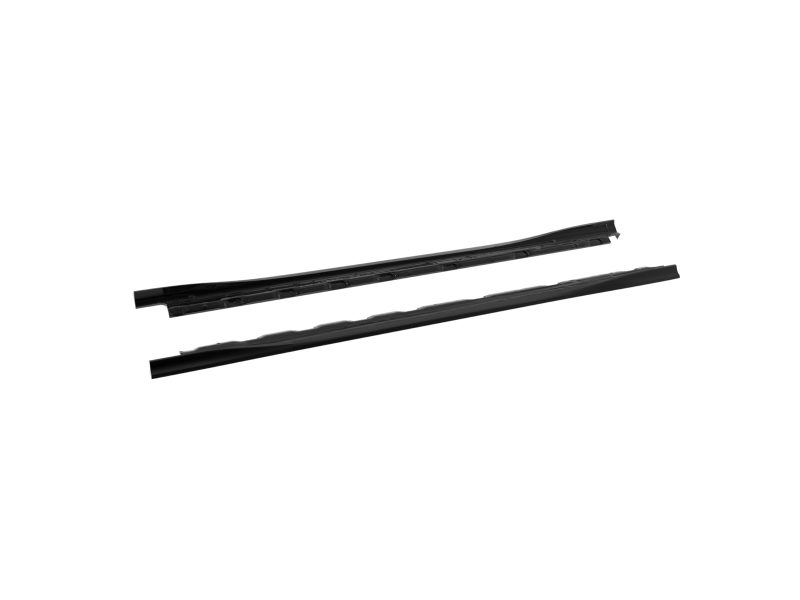 Pair of black windshield wiper blades laid diagonally on a white background, showing a car cleaning accessory