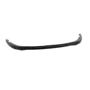 Black curved automotive front lip spoiler/airdam accessory for a car's lower bumper edge for improved aerodynamics.