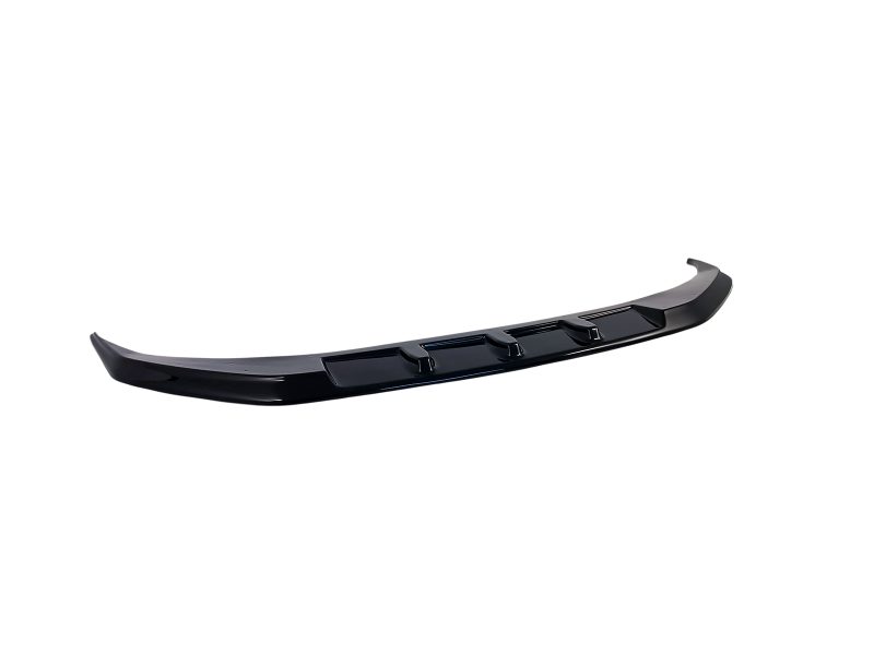 Black rear spoiler for a car, curved aerodynamic wing with mounting fins at the sides and center