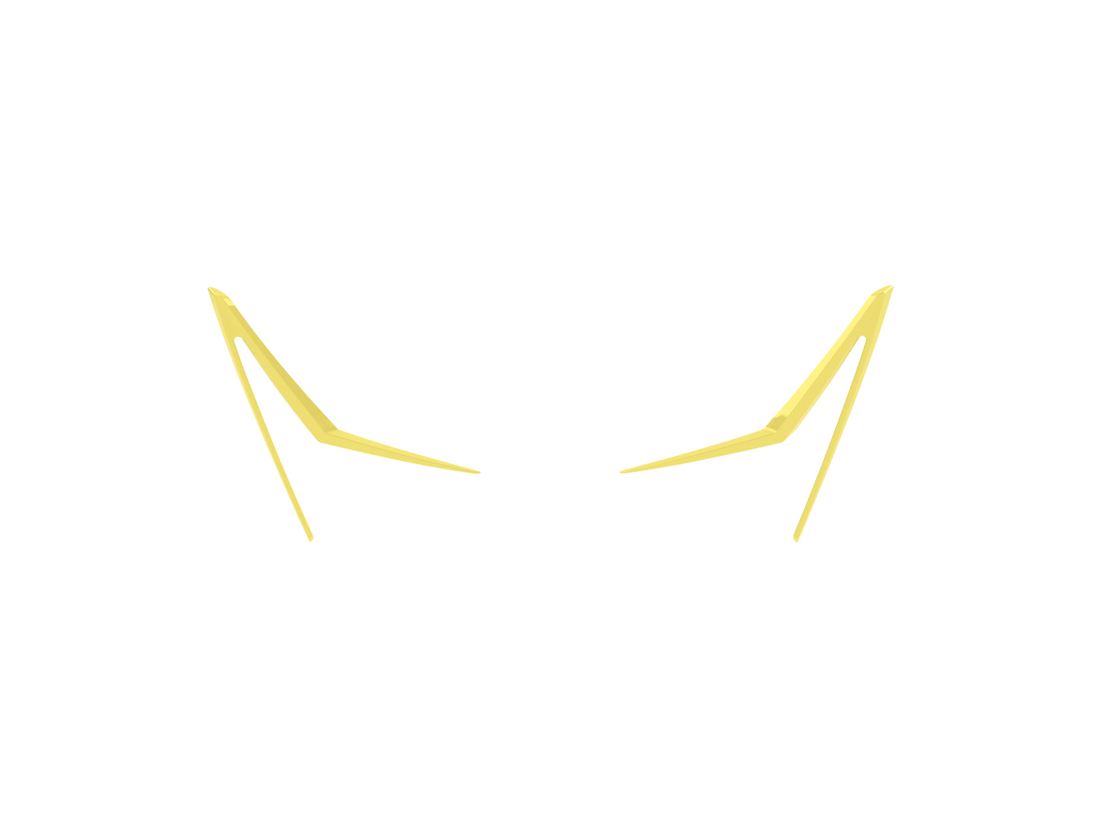 K176-002_2jpg - OPSHOLDERS Two yellow angular shapes resembling stylized eyebrows on a white background.