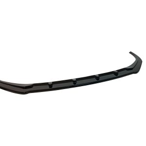 Glossy black aftermarket car spoiler lip with mounting points for rear aerodynamic enhancement.
