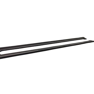Two black roof rack rails laid parallel, likely part of a car roof rack system