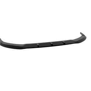 Long black car front lip spoiler with curved ends, aerodynamic and low-profile design.