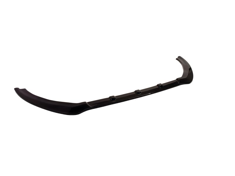 Glossy black automotive rear spoiler with three mounting brackets and curved aerodynamic design