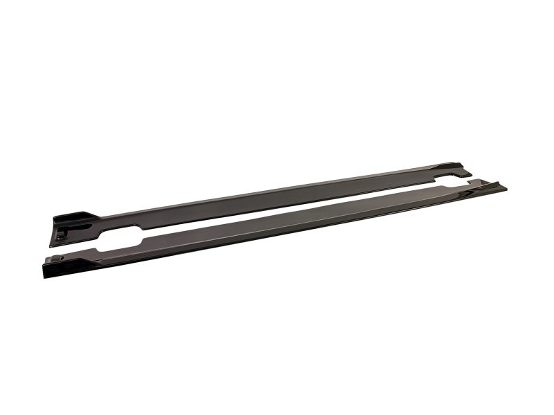 Two black windshield wiper blades laid flat, side by side for a car's windshield replacement