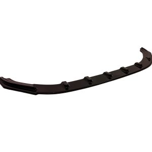 Long black automotive diffuser/spoiler lip with mounting clips for installation along the underside of a vehicle's bumper