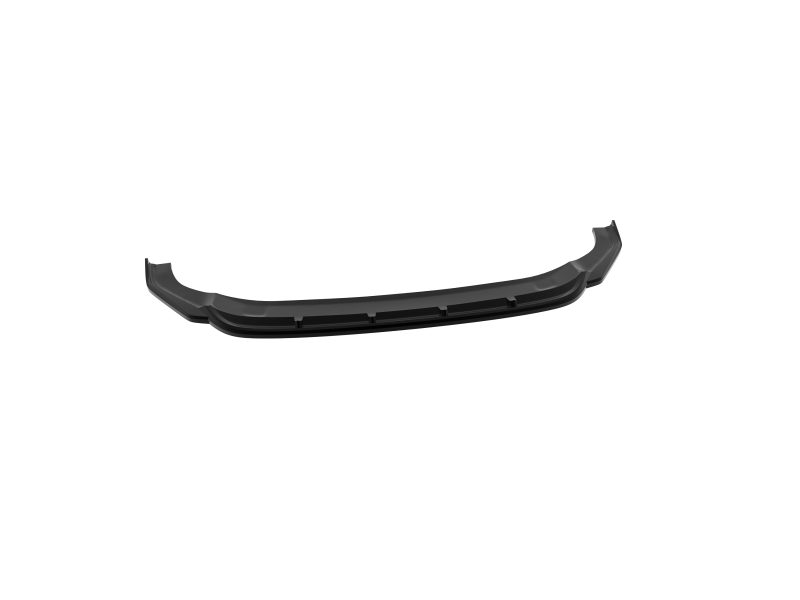 Black curved automotive bumper lip/spoiler with mounting tabs for installation (bottom/front of a vehicle).