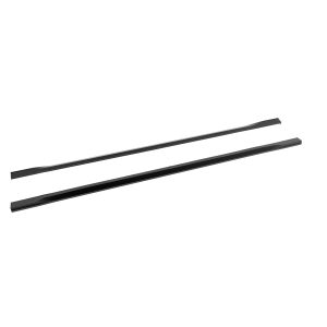 Two black windshield wiper blades laid diagonally against a white background