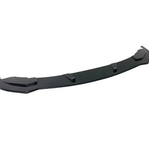 Black curved car spoiler with mounting tabs on a white background, designed for rear aerodynamics