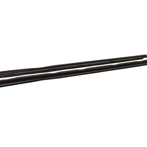 Two black windshield wiper blades laid parallel on a white background for a car's windshield replacement.